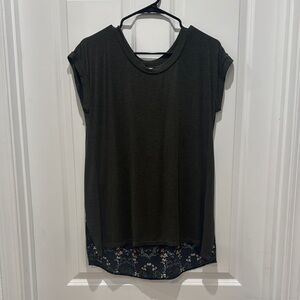 Kaileigh Olive Green Short Sleeve Tee with Floral Back